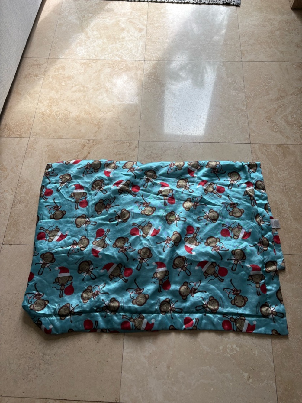 Holiday Monkey Print Blue Throw Blanket 41x51 inches